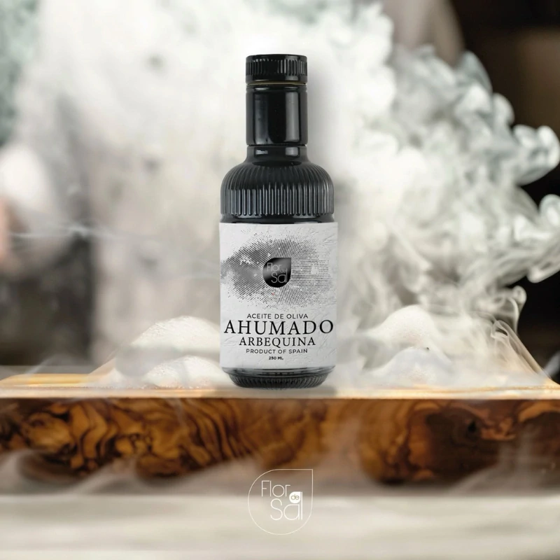 Uzený extra panenský olivový olej Arbequina Flor de Sal 250ml