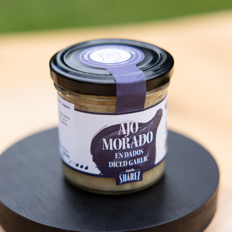 Čerstvý fialový česnek – krájený Familia Suárez 150g